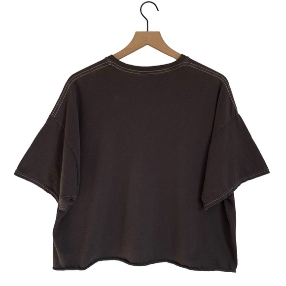 AC/DC Officially Licensed Distressed Gray “High Voltage” Graphic Crop T-Shirt - Picture 3 of 5